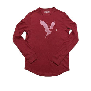 American Eagle Men’s Small Waffle Knit‎ Burgundy Long Sleeve Shirt Round Neck